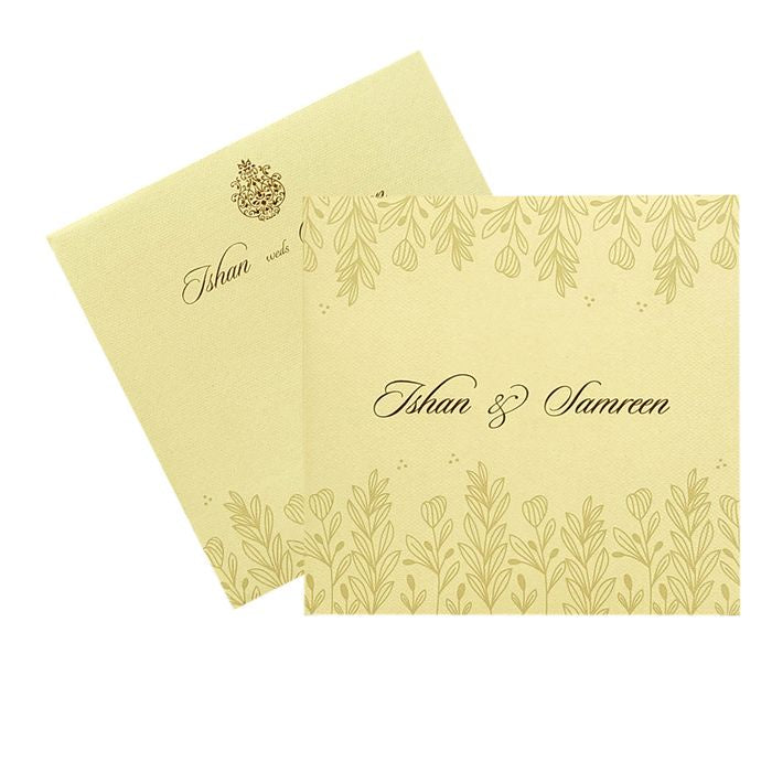 Cream Padded Floral Invitation Card-King of Cards