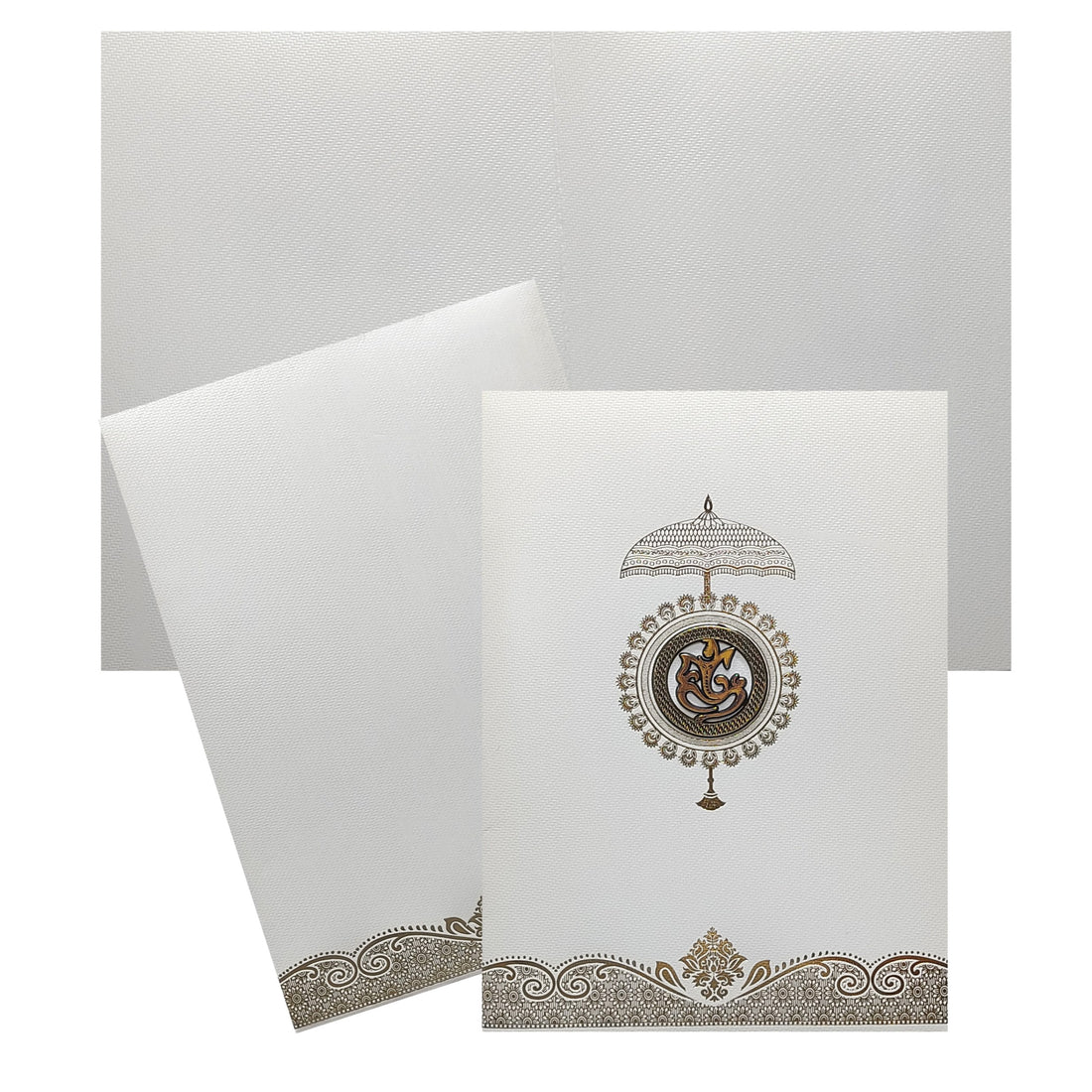 White Ganesha Invitation Card-KNKTW024
