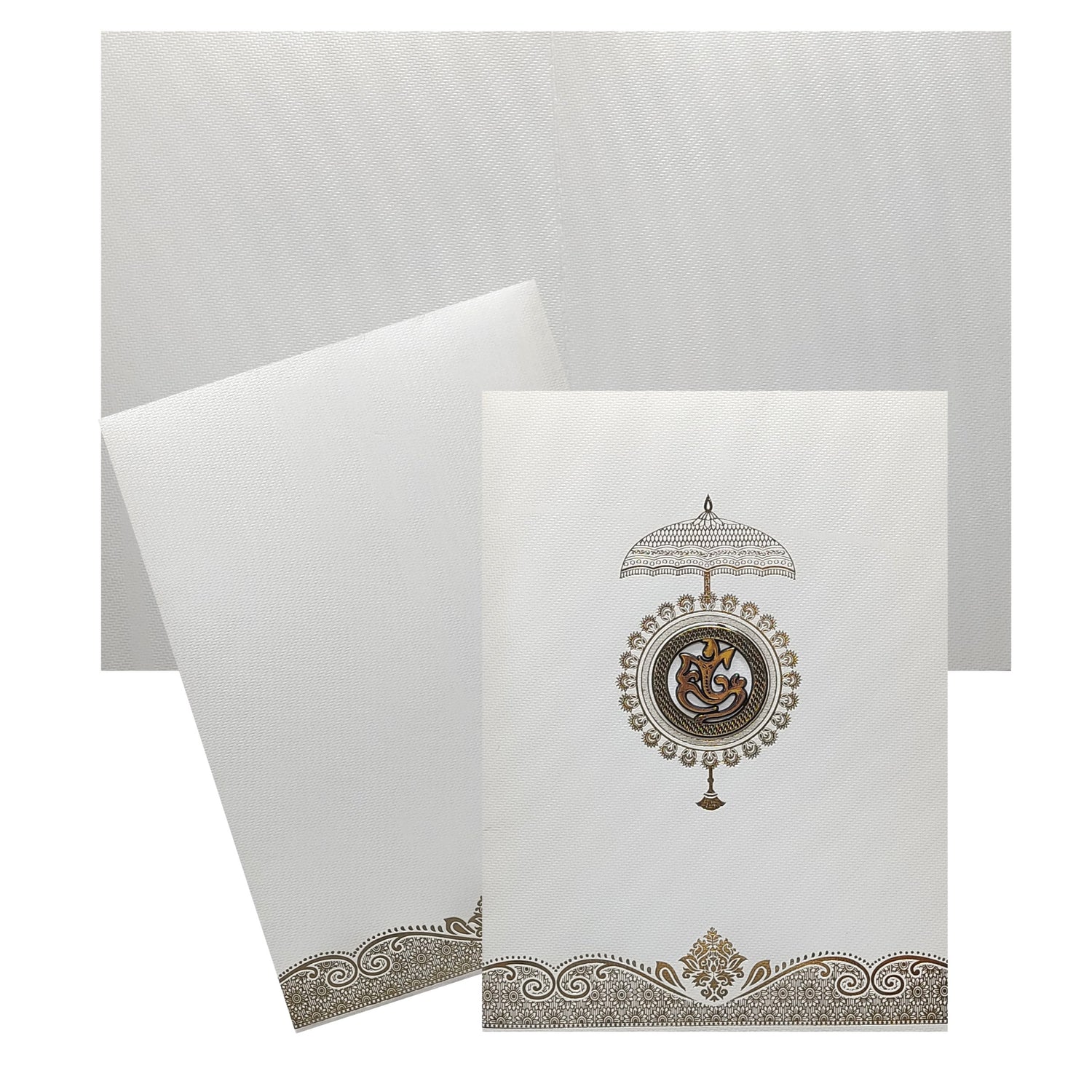 White Ganesha Invitation Card-KNKTW024