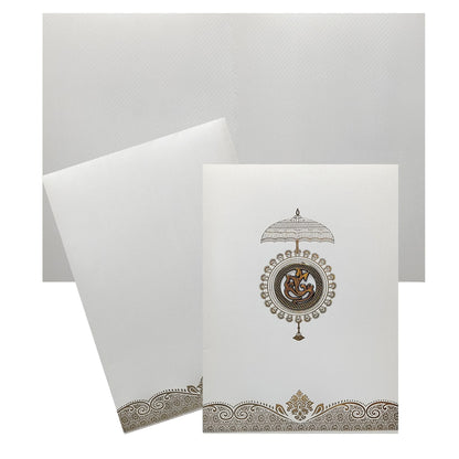 White Ganesha Invitation Card-KNKTW024