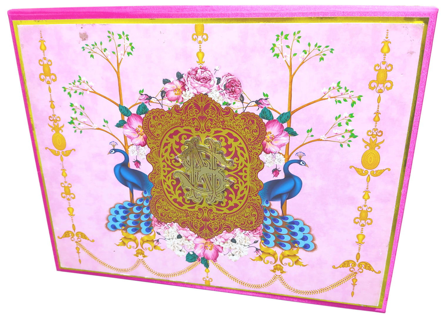 Pink Floral Ultra Premium Peacock Wedding Invitation Card-KNKUP043