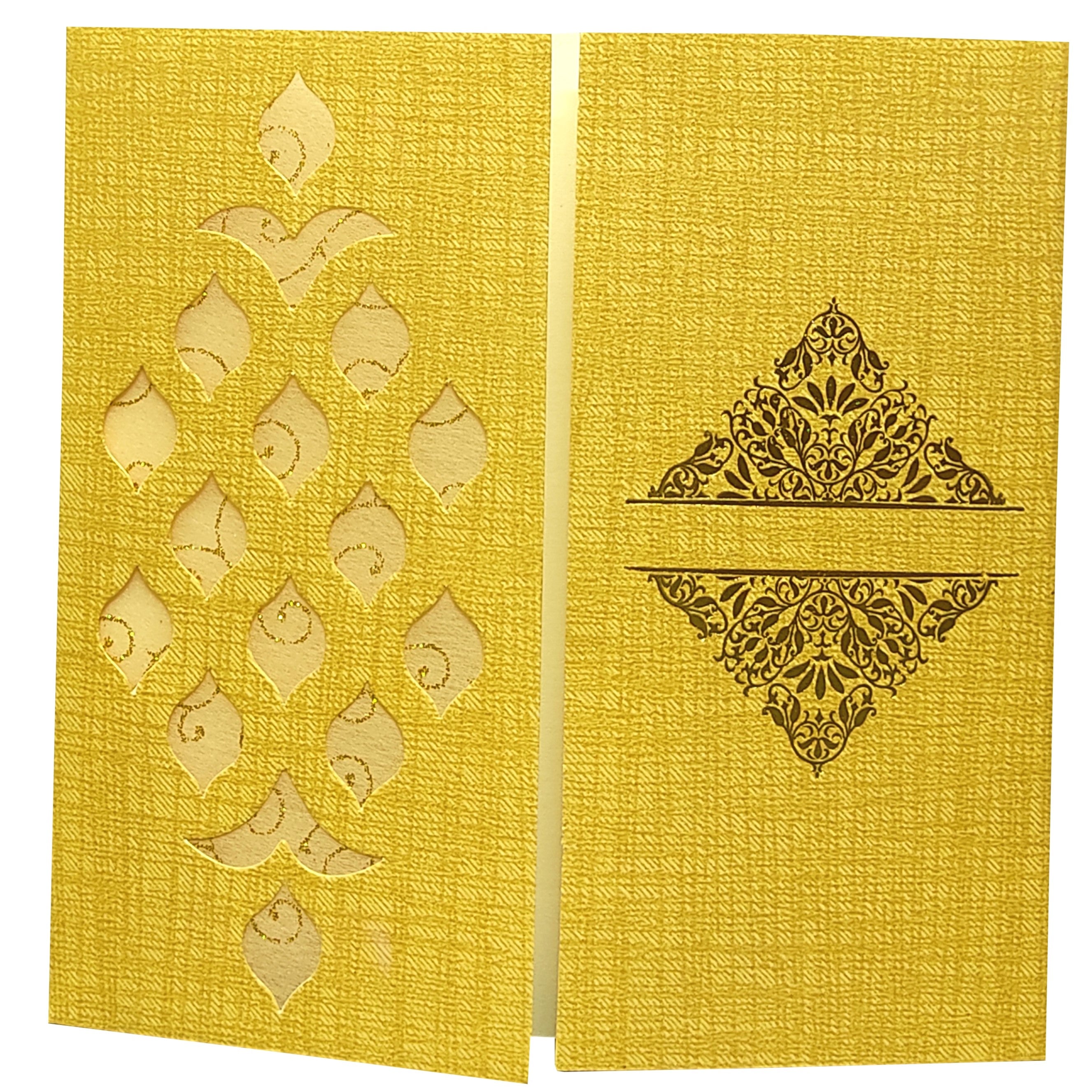 Gold Laser Cut Metallic Door Type Invitation Card-KNK4344N