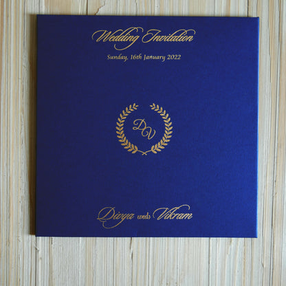 White Acrylic Wedding Invitation Card With Blue Cover-KNAT3701B-King of Cards