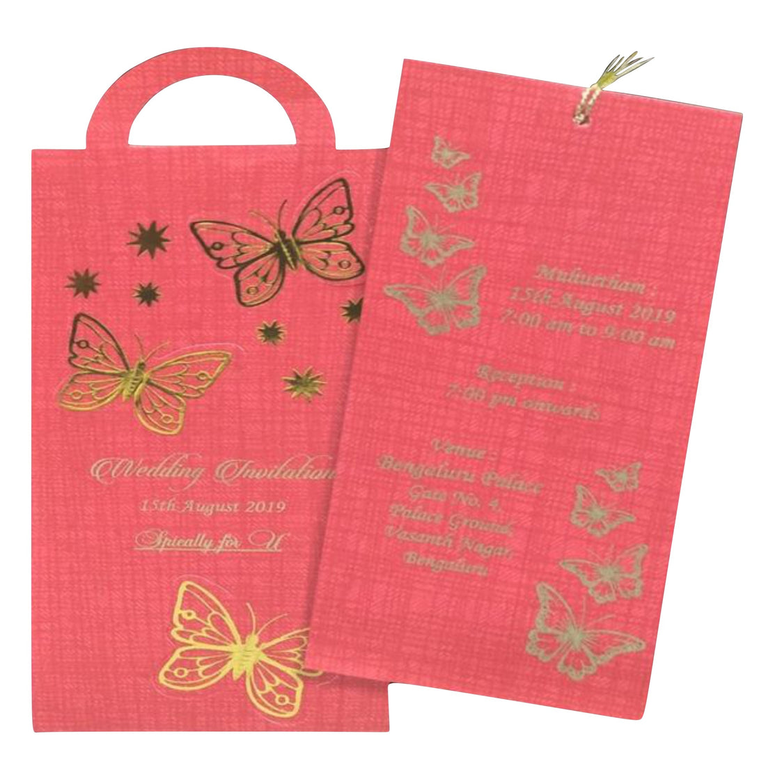 Elegant and attractiveRed personal gold butterfly print with two insertsinvitation card! Buy now! &amp;