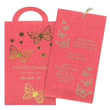 Elegant and attractiveRed personal gold butterfly print with two insertsinvitation card! Buy now! &amp;