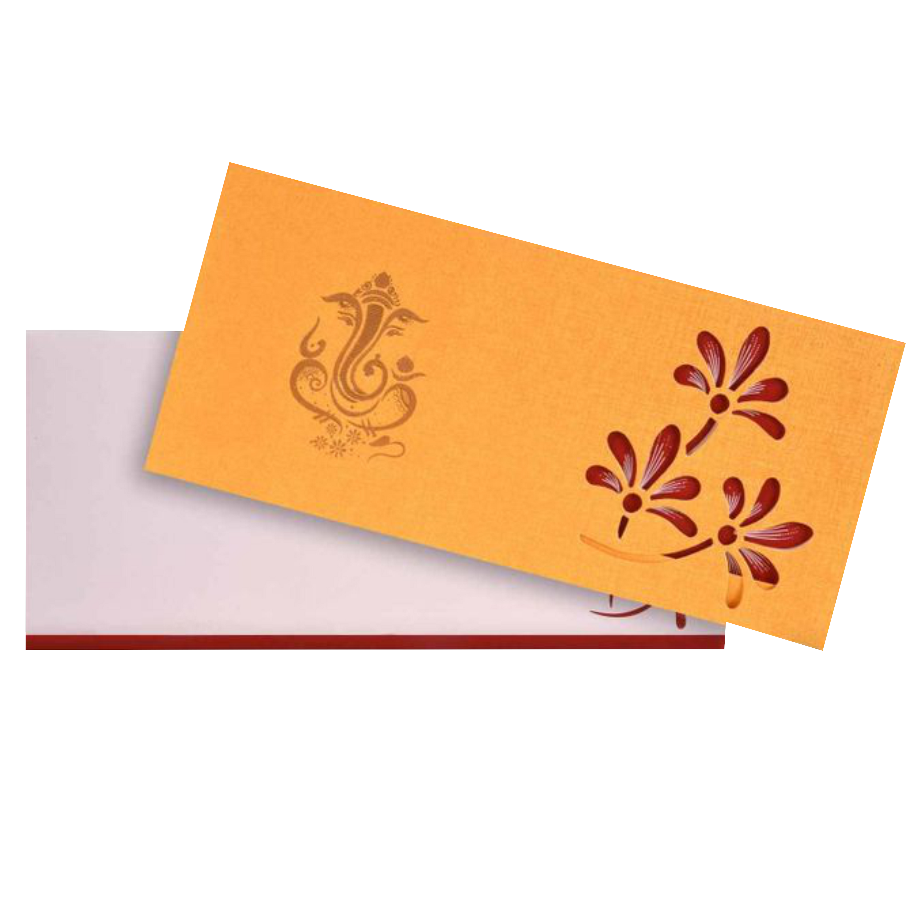 Awesome Blossom Theme With Ganesha Wedding Card-KNSPM314