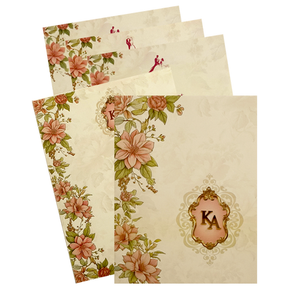 Cream Floral Marriage Card-KPR09770