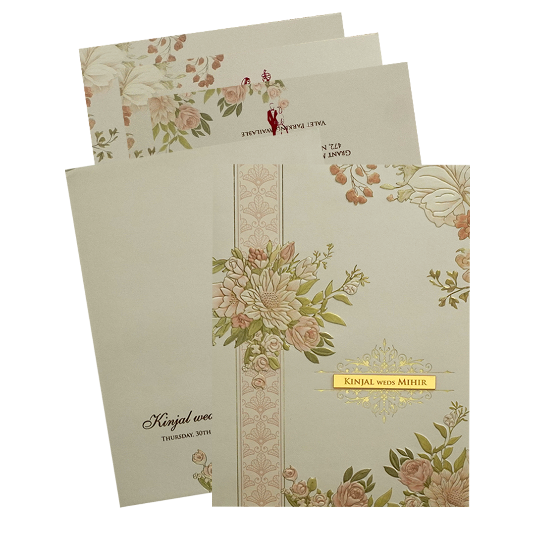 Make your event special with our exclusive Cream Floral Marriage Card. Shop now! ?WhatsApp Support ?Express Delivery.