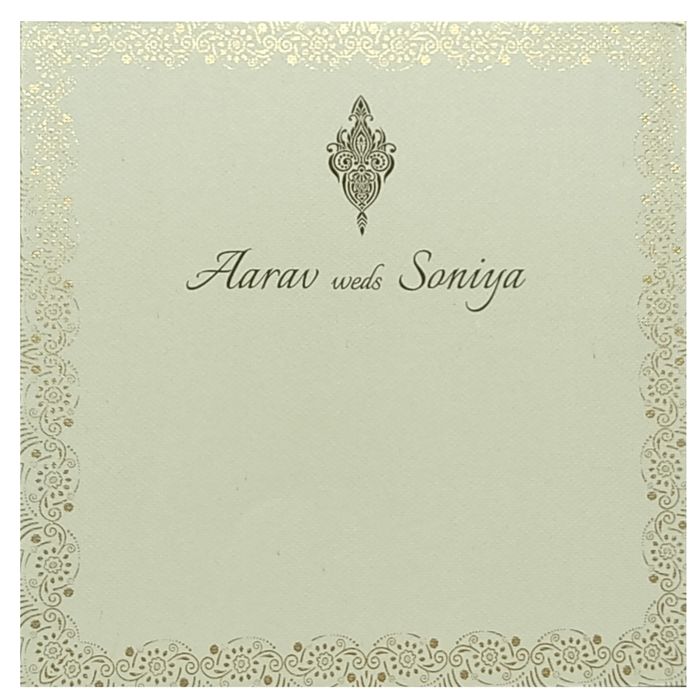 Grey Floral Nameplate Padded Invitation Card-King of Cards