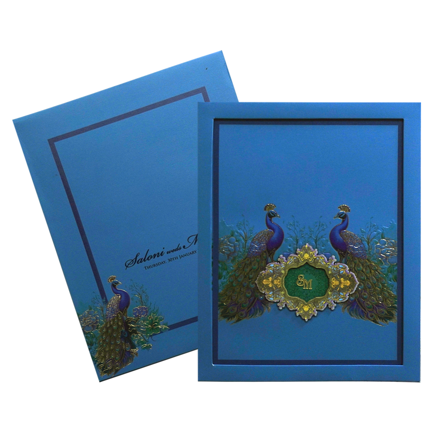 Blue Premium Padded Marriage Invitation-KPR24420