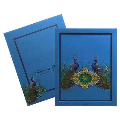Blue Premium Padded Marriage Invitation-KPR24420