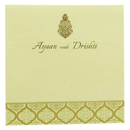 Grey Embossed Design Padded Invitation Card-King of Cards