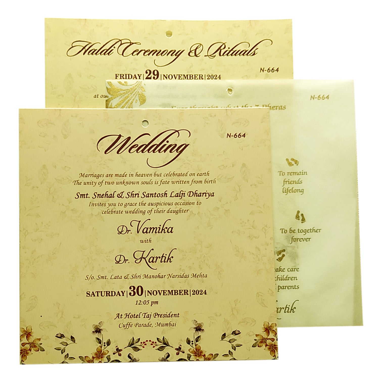 Beige Laser Cut Invitation-KVN06640