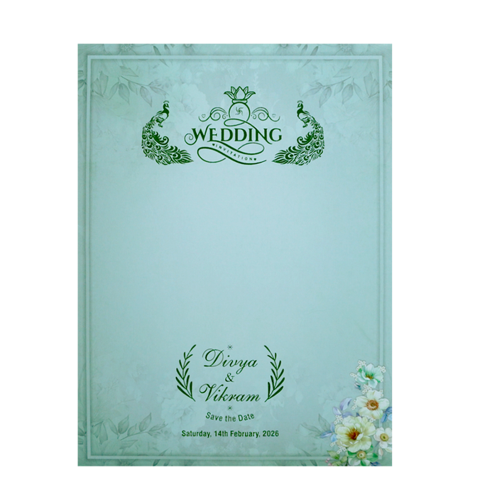 Sky Blue Floral Wedding Card-King of Cards