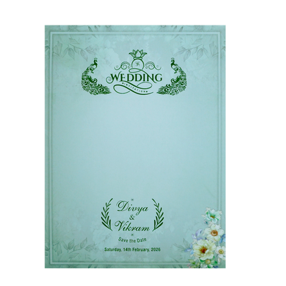Sky Blue Floral Wedding Card-King of Cards