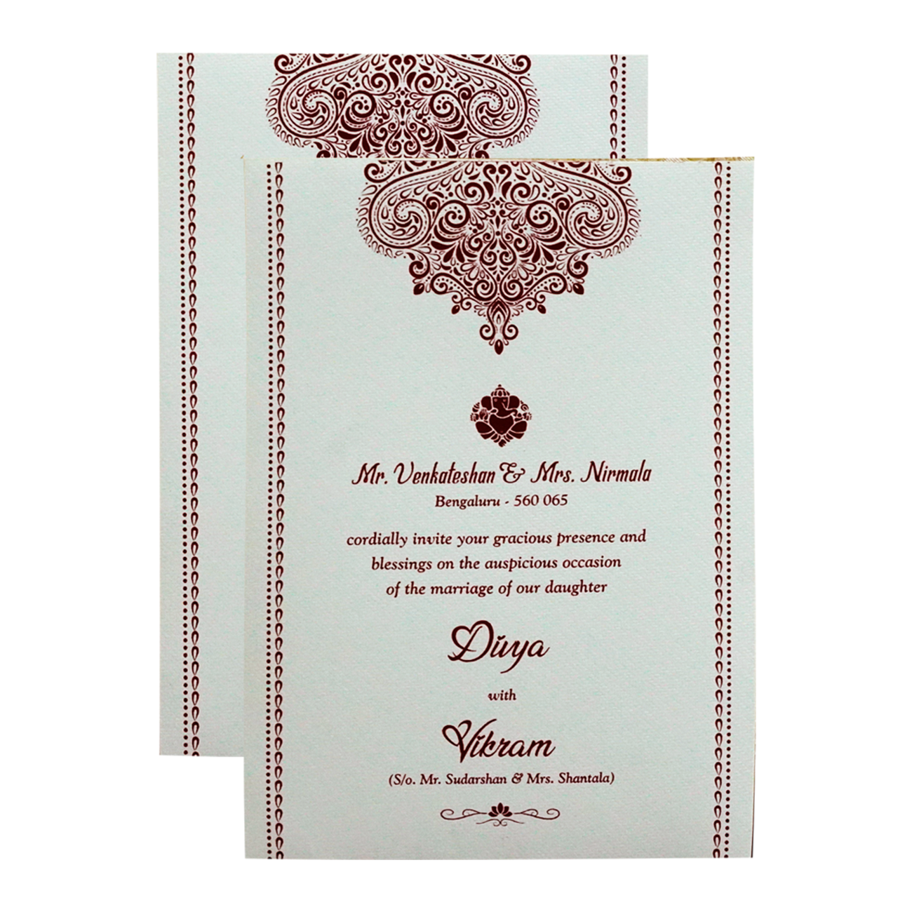 White Floral Tracing Invitation Card-KNGE6081