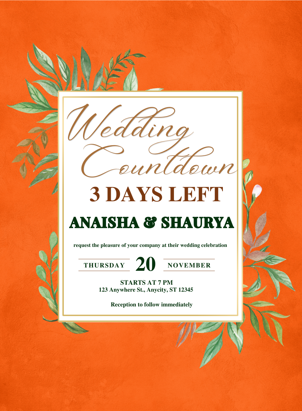 Orange Burnt Countdown Invitations-King of Cards