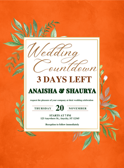 Orange Burnt Countdown Invitations-King of Cards