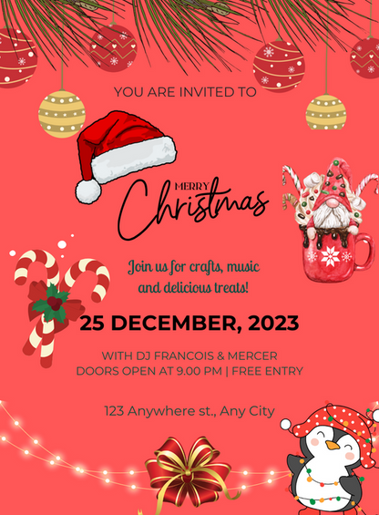Orange Cap Christmas Invitation-AACSS014