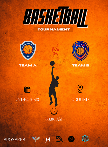 Orange Dribble basketball Invitation-AABET006