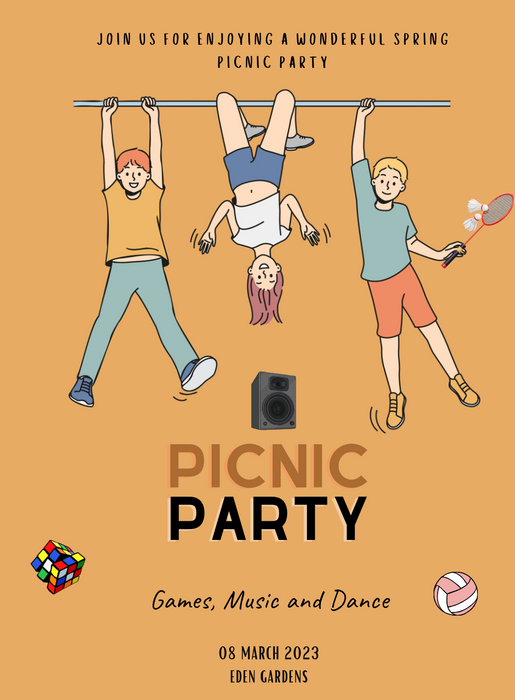 Orange Games Picnic Invitation-AAPIC012