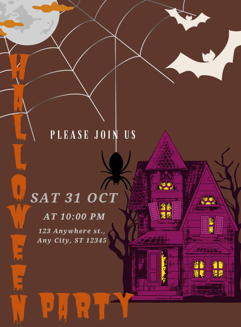 Orange Obsession Holloween Invitation-AAHOO013