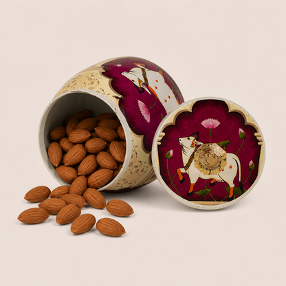 Purple Traditional Cow Floral Decorative Jar - KRAJ0040