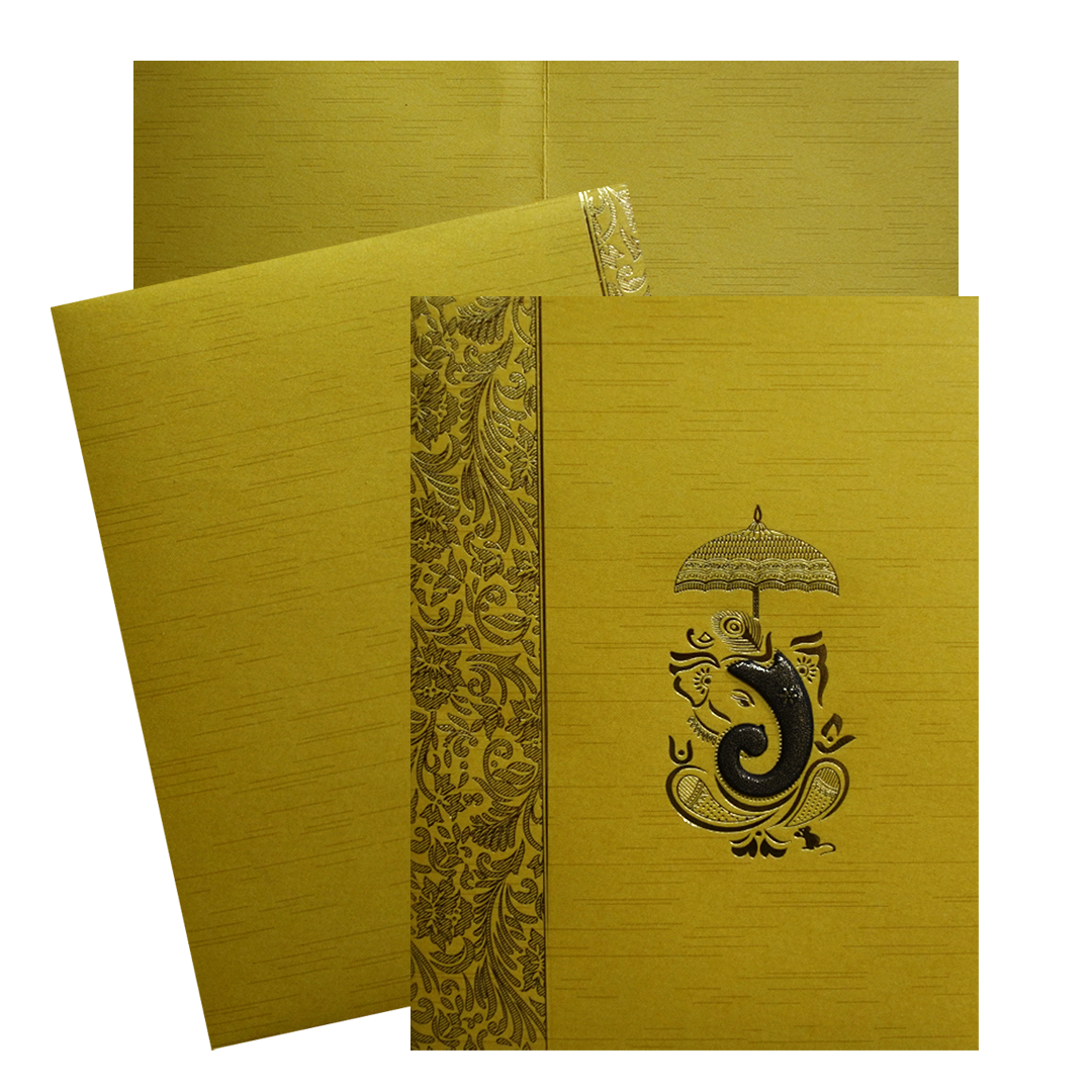 Golden Vinayaka Wedding Card-KNKR5014G