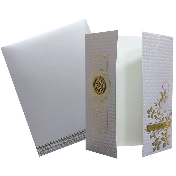 Pearl Purple Embossed Invitation Card-King of Cards