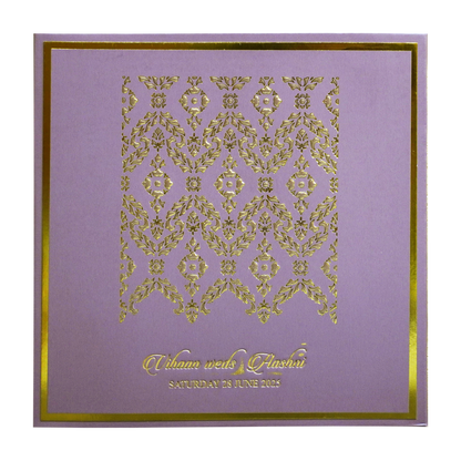 Lavender Gold Floral Padded Wedding Card-King of Cards
