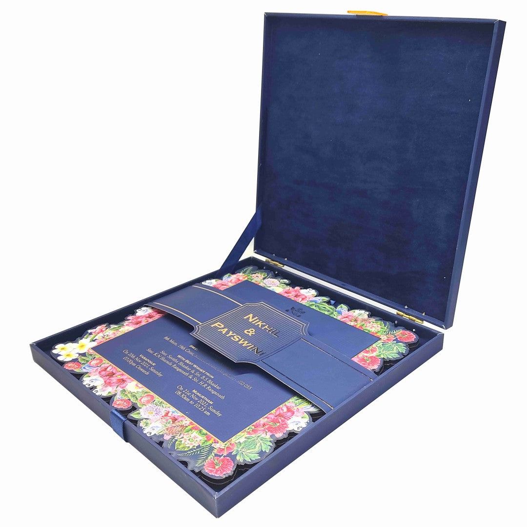 Royal Blue Premium Acrylic Box Invitation - KNKUP049