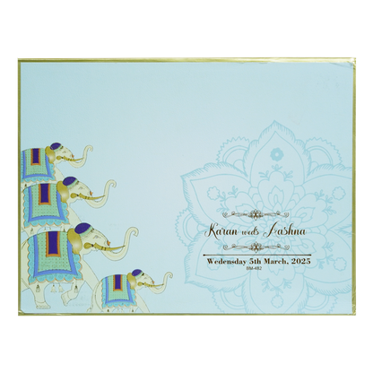 Blue Elephant Floral Wedding Invitation Card-King of Cards