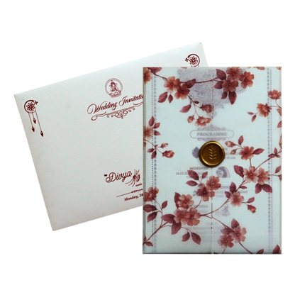 White Floral Tracing Invitation Card-KNGE6081