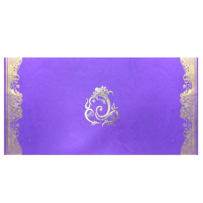 Lovely Gold Foiling Ganesha With Violet Shading Wedding Card-KNK1789