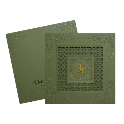 Olive Green MDF Marriage Card-King of Cards