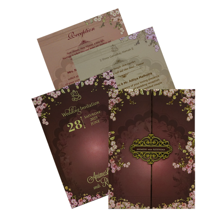 Deep Brown Padded Invitation-King of Cards