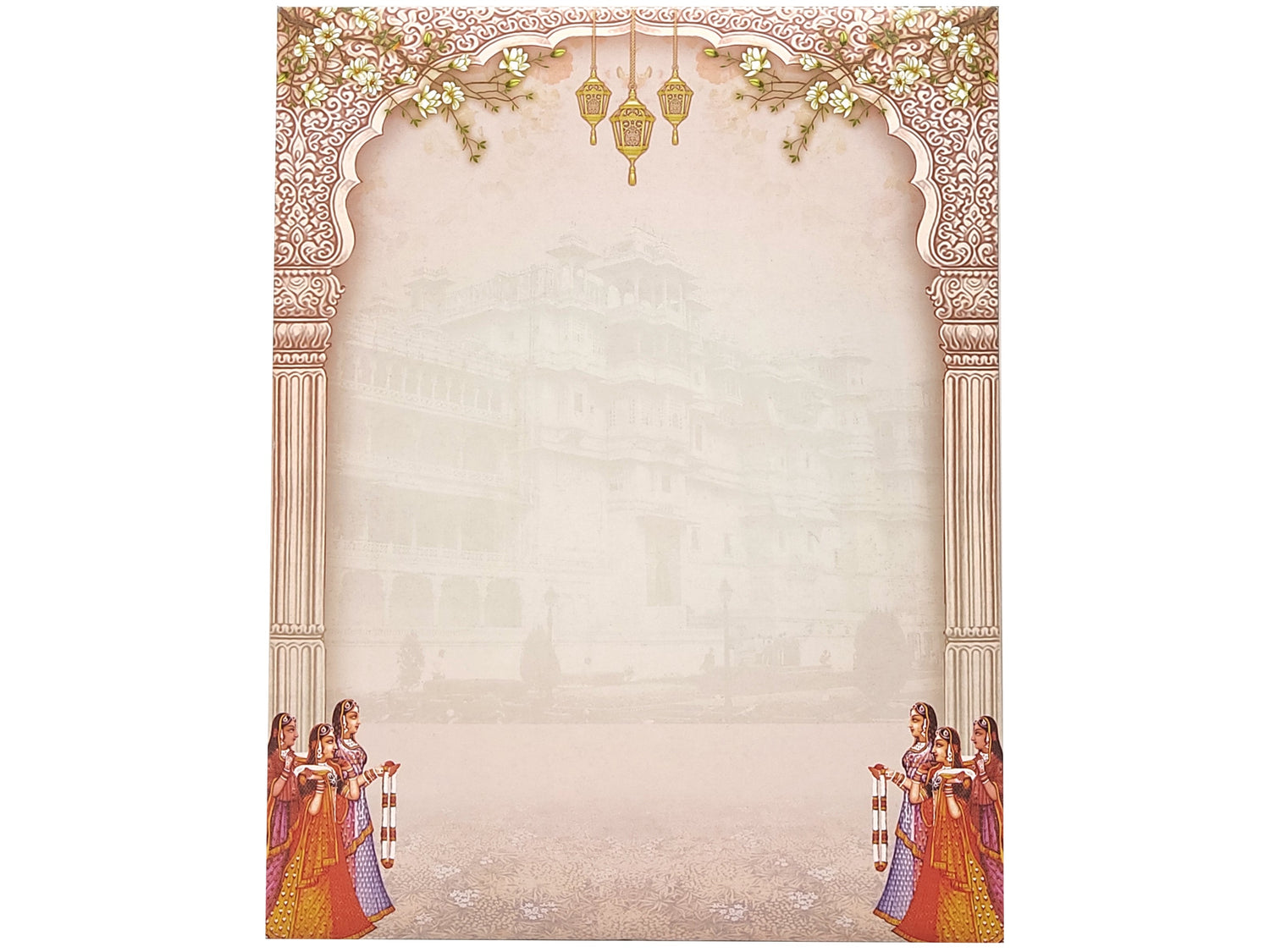 Grey Offset Print With Palace and Baraat Design Invitation-KNKJ1099