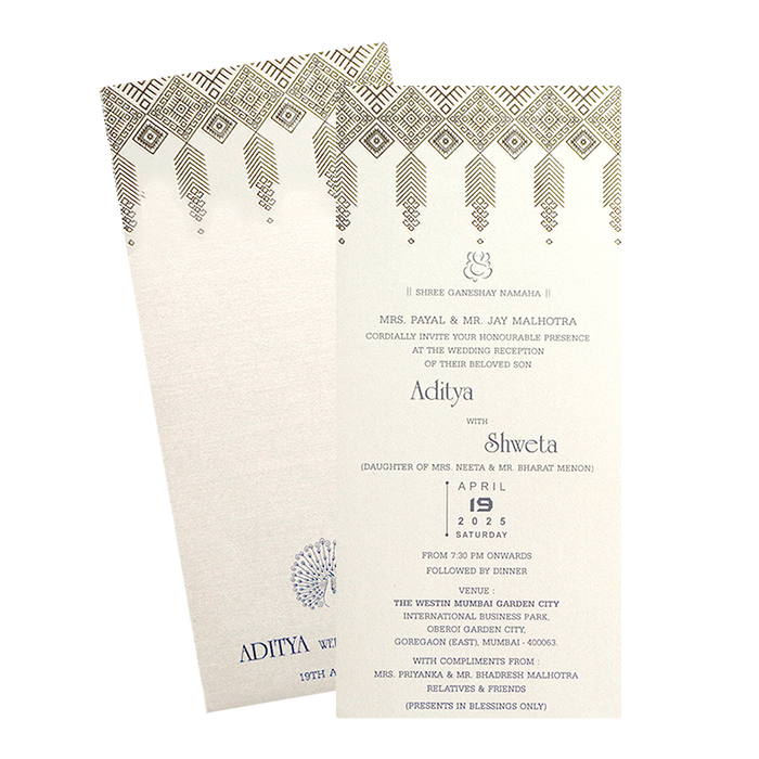 White Silver Single Sheet Invitation-King of Cards
