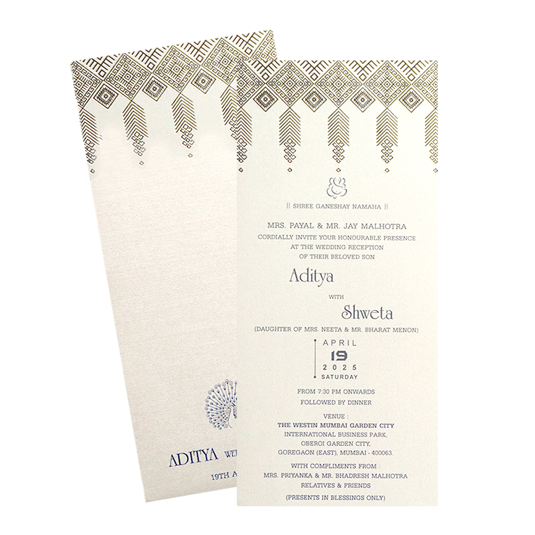 White Silver Single Sheet Invitation-KRCS7372