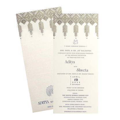 White Silver Single Sheet Invitation-KRCS7372