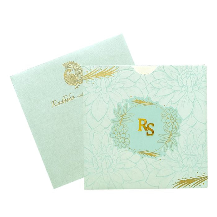 Blue Floral Nameplate Invitation Card-King of Cards
