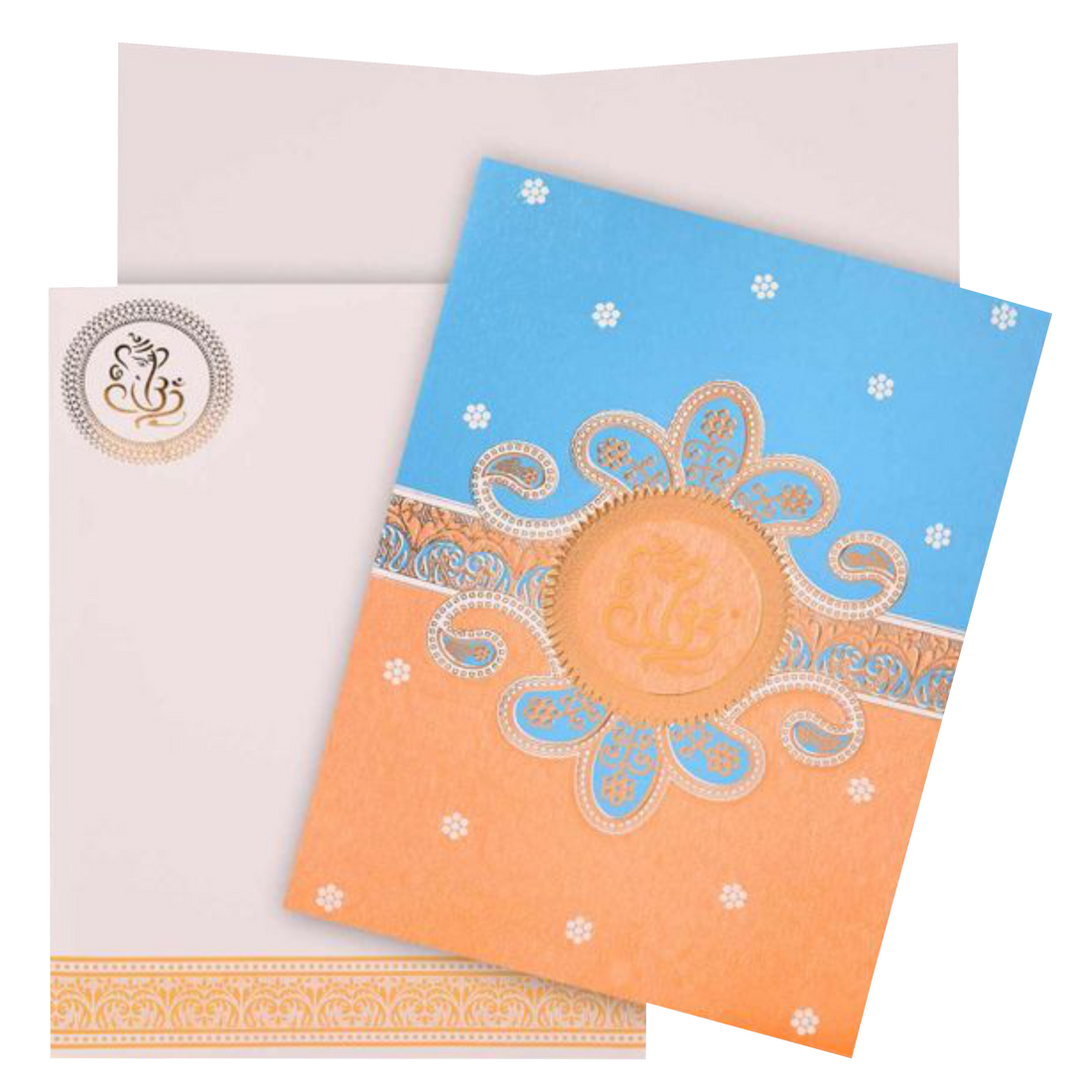 White Simple Ganesha Wedding Card