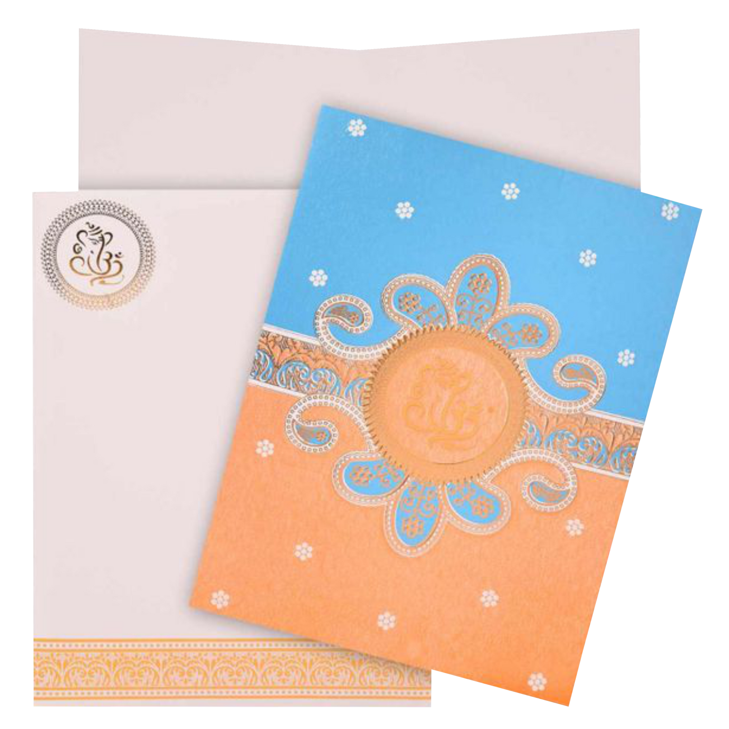 White Simple Ganesha Wedding Card