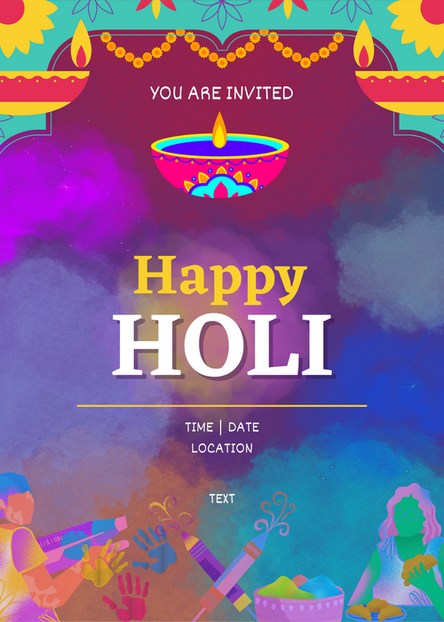 Green Pichkari Design Holi Party Invitation-AAHPI004