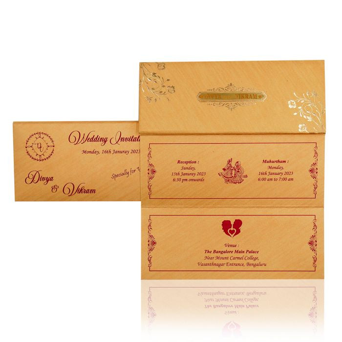 Gold Three Fold Invitation Card-KNK3080G