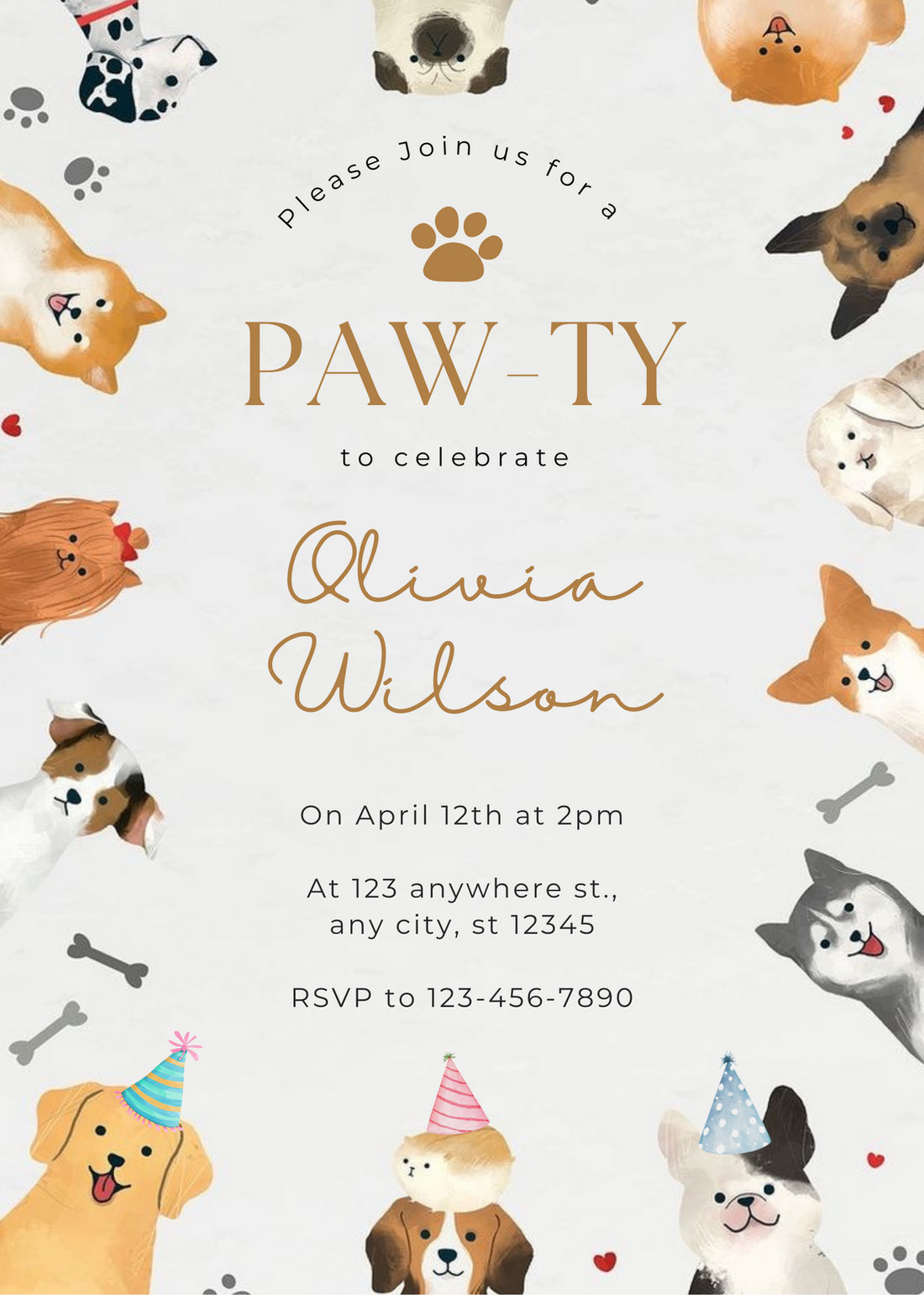 White Paw Ty Pet Party Invitation-King of Cards