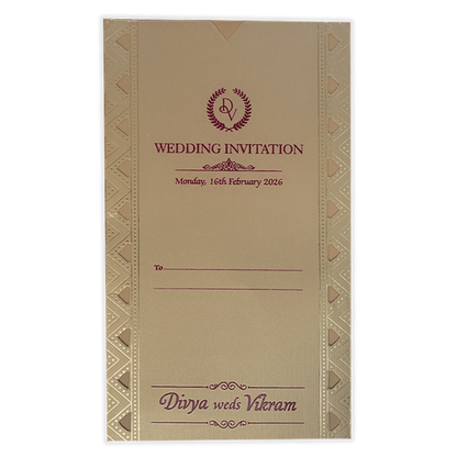 Gold Single Sheet Tassel Wedding Card-KNPD1122