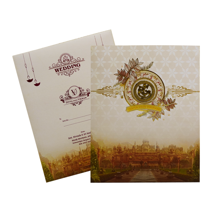 Cream Palace Wedding Invitation Card-King of Cards