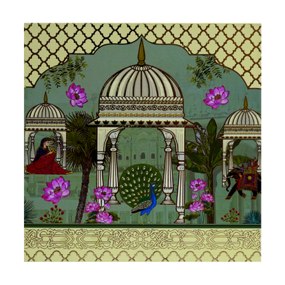 Pastel Peacock Elephant Box Wedding Invitation-KBX1303