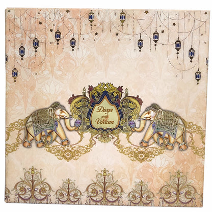 Floral Padded Scodix Wedding Card With Elephant Design-KNPO01ZE